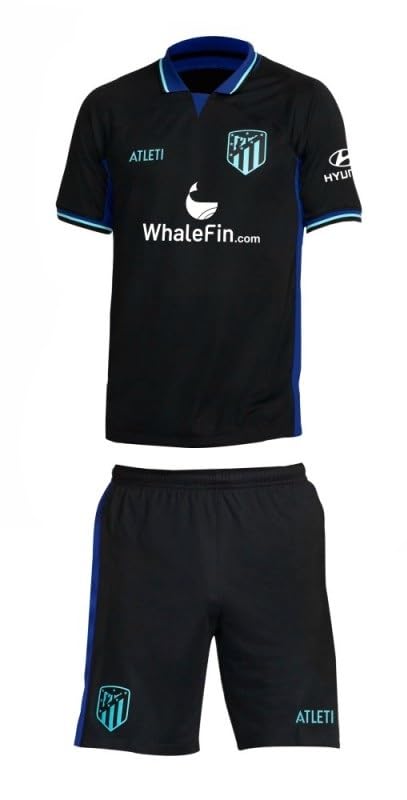 Equipación Atlético de Madrid visitante negra pantalón y camiseta infantil producto oficial (12)