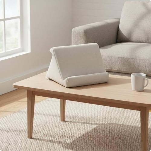 Image of Stand Pillow Wedge-Shaped Resting Wedge Hands Mobile Accessory for Reading, Viewing Beige 3-Sided