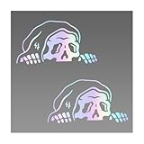 MUQIDA 2 PCS Creeper Skeleton Stickers, Waterproof Vinyl Decal Peeking Skeleton...