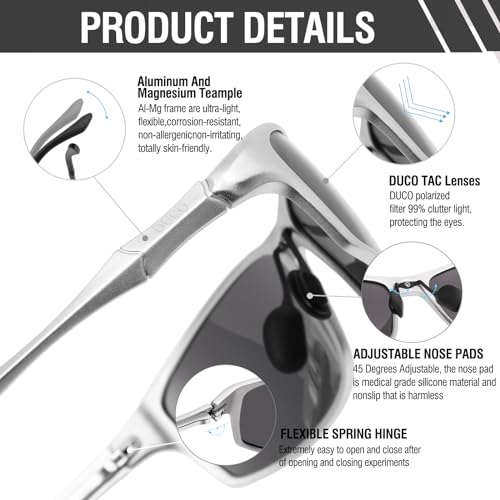 Image of DUCO Polarized Sunglasses for Men 100% UV400 Protection Metal Frame Driving Men's Sun Glasses
