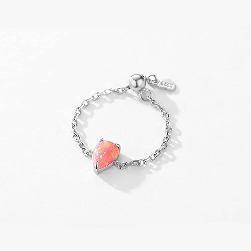 Miniatura 4 de Anillo de corazón de ópalo para mujer, plata de ley 925, ajustable, anillo de compromiso de amor, corazón, anillos de promesa, anillos colgantes de