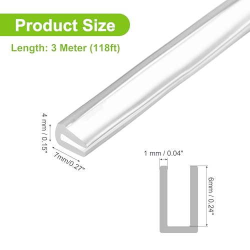 PATIKIL Gummistreifen Flexibler U-Kantenprofil Wasserdichter Kantenschutz Schalldichter Türdichtungsstreifen Für Blech Auto Passend Für 1/64(1mm) 9.84 Ft Länge Transparent