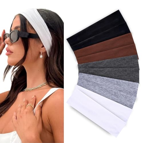 JOISHOP 10 Stück Stirnbänder Damen Sport, 5 Farben Haarband Mädchen Elastisch Headband Fitness Gym Haarschmuck für Frauen Herren Yoga,Gehen,Laufen,Radfahren