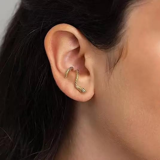 Gold Snake Earrings for Women Grunge Snake Earrings Trendy Hypoallergenic Snakes Stud Earring Jewelry - Image 5