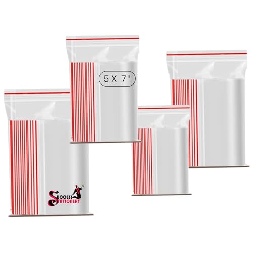 Image of Success Stationery 5 X 7 inch 100 Pieces Premium Ziplock Bags Freezer /Microwave Safe Ziplock Pouch Fridge Food Vegetable Storage Bags Re-Usable, Washable, Transparent BPA Free