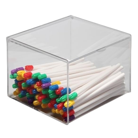 AmeriCan Goods Dental Clear Acrylic Covered Saliva Ejector Dispenser Square Saliva Ejectors Organizer Holder Professional Use Dental Cabinet Organizer