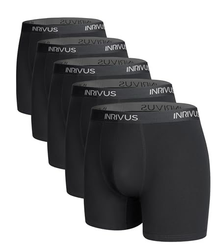 INRIVUS Mens Boxer Briefs Cotton Ultra ComfortSoft Underwear Breathable Athletic Shorts Underwear Black 5 Pack (UAE/KSA Alpha L Regular Regular Black)