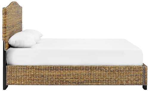 Crosley Furniture Serena Platform Bed, Handwoven Natural Fiber Rattan Headboard and Footboard Set, Banana Leaf, King - Image 5