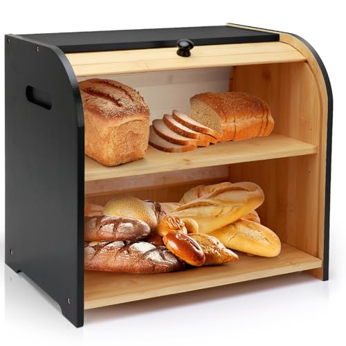 50% Off Bamboo Bread Box for Kitchen Countertop