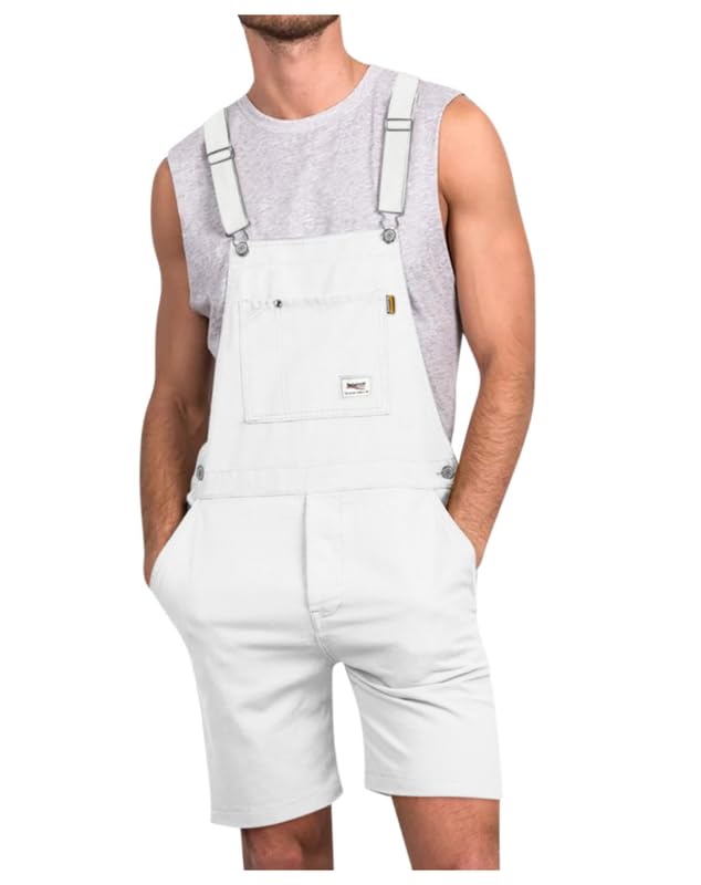Latzhose Herren Jumpsuit Cargo Overall Kurze Arbeitshose Loose Fit Retro Sommer Shorts mit Taschen Overalls Latzanzug Kurz Jumpsuits Männer Streetwear Casual