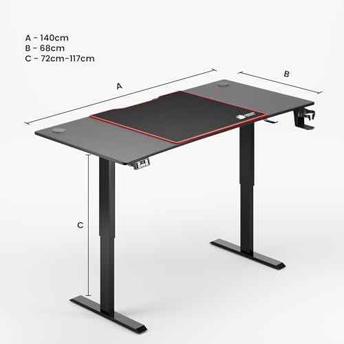 Green Soul Surface Multipurpose Desk Electric Height Adjustable Computer Office Gaming Table |Engineered Wood Powder Coated Metal... - Image 2