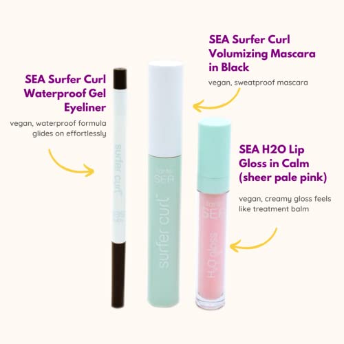 Tarte Cosmetics Tarte Sea Surfer Curl Clean Must-Haves Makeup Set, Sea Surfer Curl Black Volumizing Mascara, Waterproof Gel Black Eyeliner, Sea H20 Lip Gloss In Calm - Sheer Pale Pink 3 Piece Set #TOP14