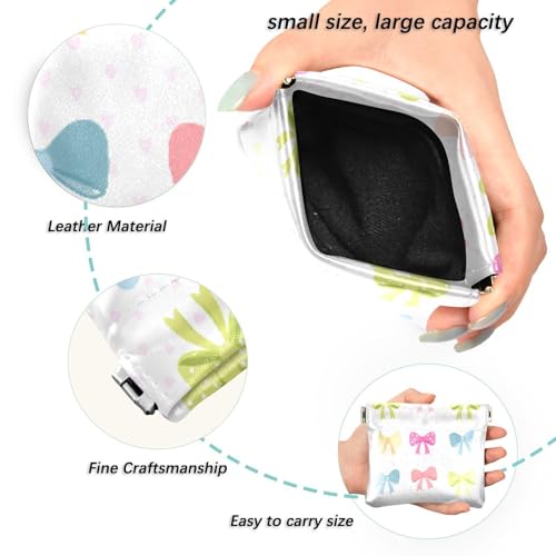 Colorful Bows Coin Purse Leather Pouch Change Purse, Squeeze Coin Pouch for Cards, Keys & Lipsticks, Unisex2