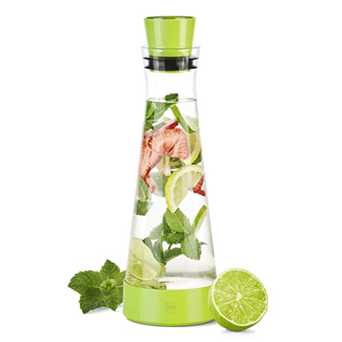 Emsa 515478 Flow Slim Friends Glaskaraffe | mit Kühlelement | 1 Liter | Automatische Verschlussklappe | bis zu 4 Stunden kalt | hellgrün | – Ansicht 5
