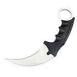 F-FORCE Stainless Steel Tactical Karambit Hawkbill Knife with Sheath and Cord (Silver)