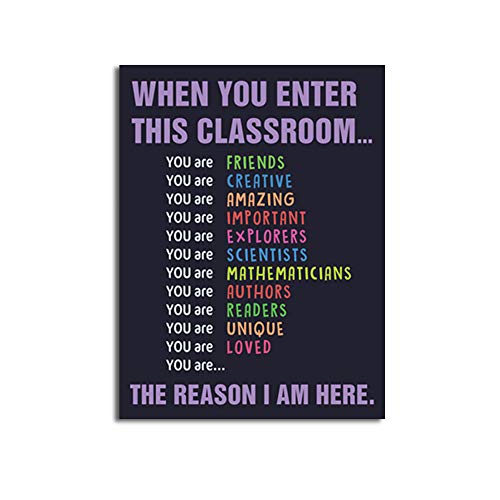 Image of CHDITB Unframed Classroom Art Print Classroom Rules Colorful Learning Lettering Painting, Set of 1(12 inch x16 ) Inspirational Educational Supplies Canvas Poster for Classroom Kids Room School Decor