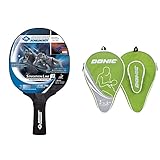 Donic-Schildkröt Tischtennisschläger Sensation Line 700, ASG-Griff, 1,8 mm Schwamm, Avantgarde - ITTF Belag, Schwarz & Donic-Schildkröt Tischtennis Schlägerhülle Waldner, extra Ballfach für 3 Bälle