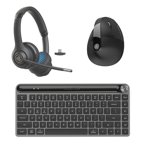 JLab Work Bundle, Go Work 2 Wireless Headset, Epic Mini Keyboard and JBuds Ergonomic Wireless Mouse