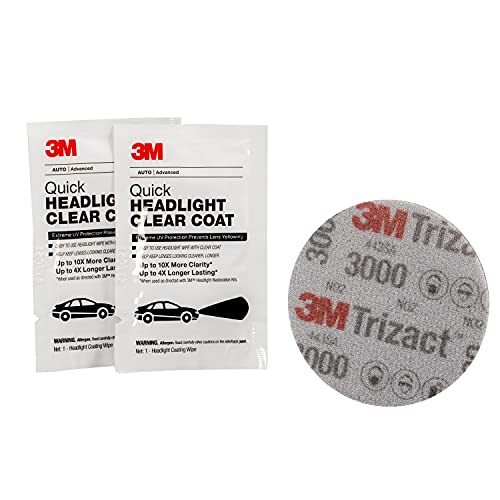 3M 39193 Quick and Easy Headlight Restoration Kit, Removes Light Yellowing in 15-Minutes