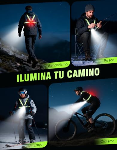 Mohard Luz Running con Luz Trasera, 500LM Recargable, Luz para Correr de Noche con 9 Modos & Haz Ajustable de 45°, Impermeable IPX4, Chaleco Reflectante 360° para Caminatas Nocturnas/Trote/Senderismo - imagen 8