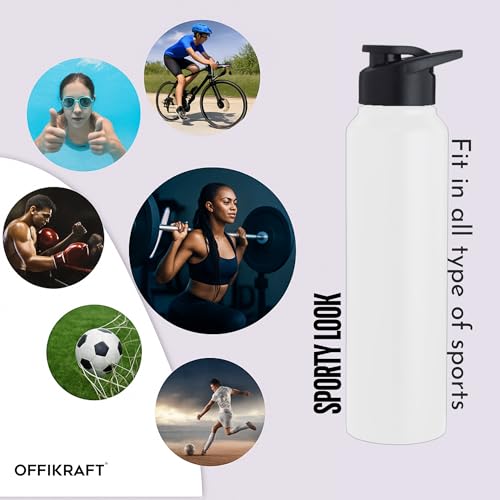Image of Steel Sip - 1L Single Wall Stainless Steel Water Bottle | Wide Mouth, Leak-Proof, BPA-Free Cap | Fridge-Safe | Ideal for Office, Gym, Outdoor & Travel Use (WHITE)