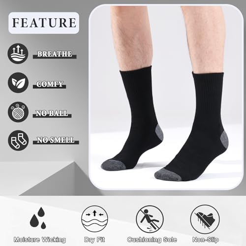 20 Pairs Unisex Cotton Moisture Wicking Cushioned Comfortable Crew Workout Hiking Socks for Sport Running4