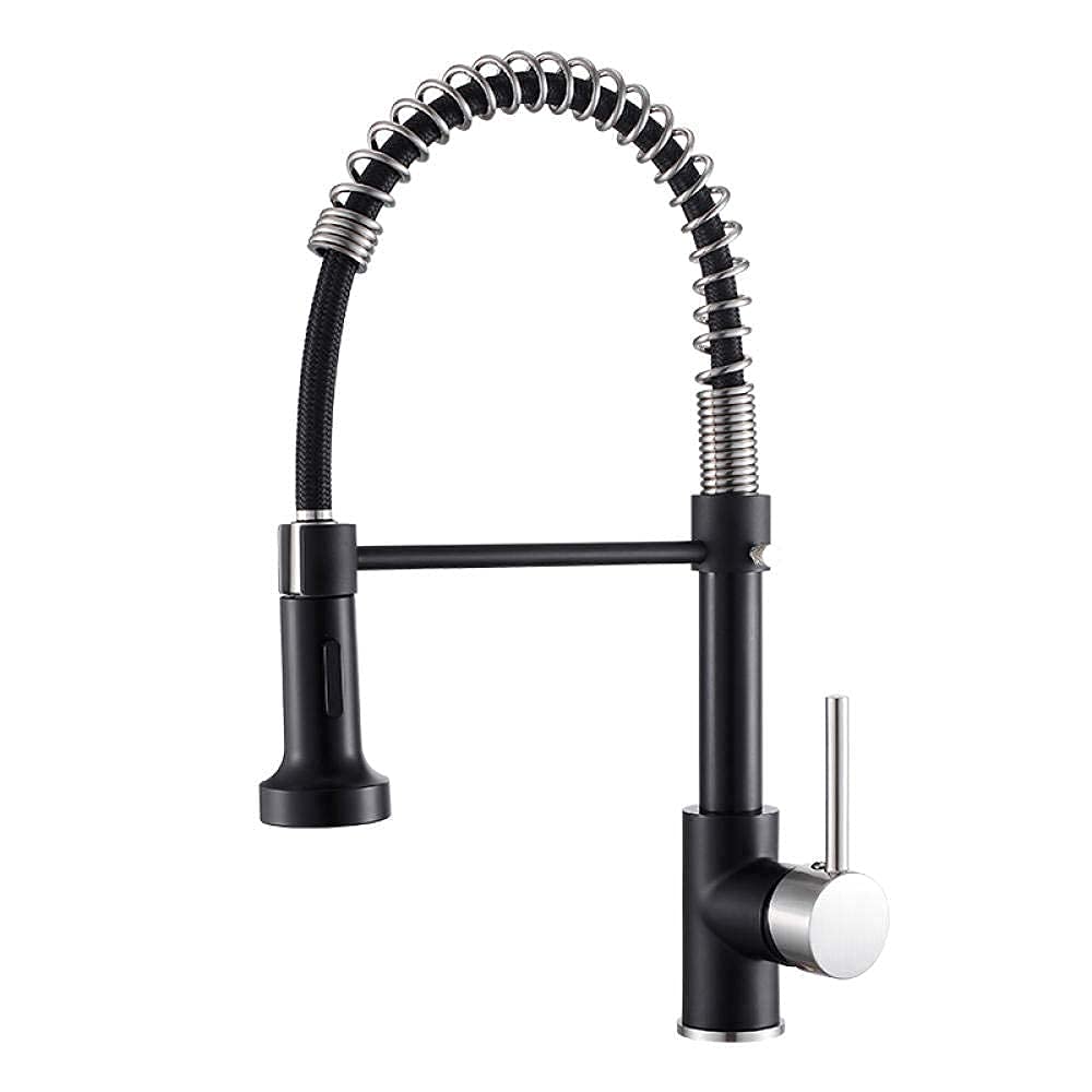 BHFPFZA ry Black el Pull Down Kitchen Faucet - Brass ng Pull Out Mixer Tap for Sink Hot & Cold Water Modern SLE 4 Design and Ele
