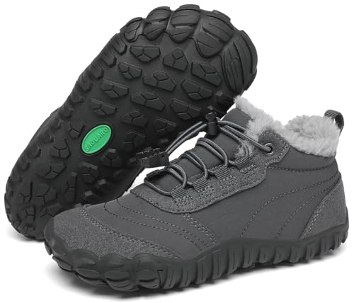 SAGUARO Barefoot Botas de Invierno Niño Niña Botas de Nieve Cómodas Lígeras Botines Niños Antideslizante Zapatos de Invierno con Forrados Caliente, Will Ⅰ, Gris Marsopa, 36 EU