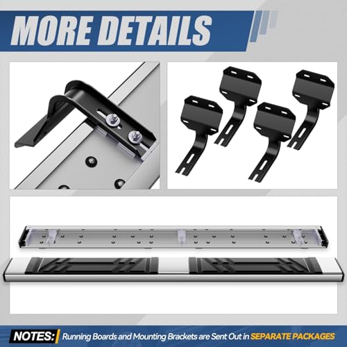 Estribos laterales acero inoxidable 6.5" para Ford F-150 y F-250 miniatura 7