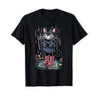 Wet Cat In Rain Boots Standing In A Puddle T-Shirt