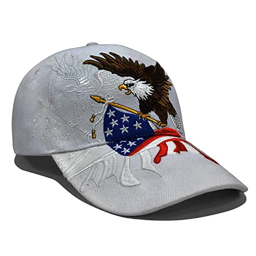 Baseball Hats Adjustable Sports Caps Dad Hats Unisex-Adult Baseball Hats Embroidered with USA Flag American-Eagle (Gray)
