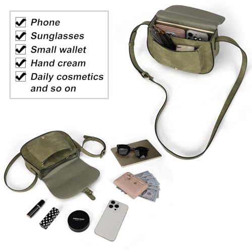 Image of AFKOMST Crossbody Bags for Women,Small Saddle Purse and Boho Cross Body Handbags,Vegan Leather