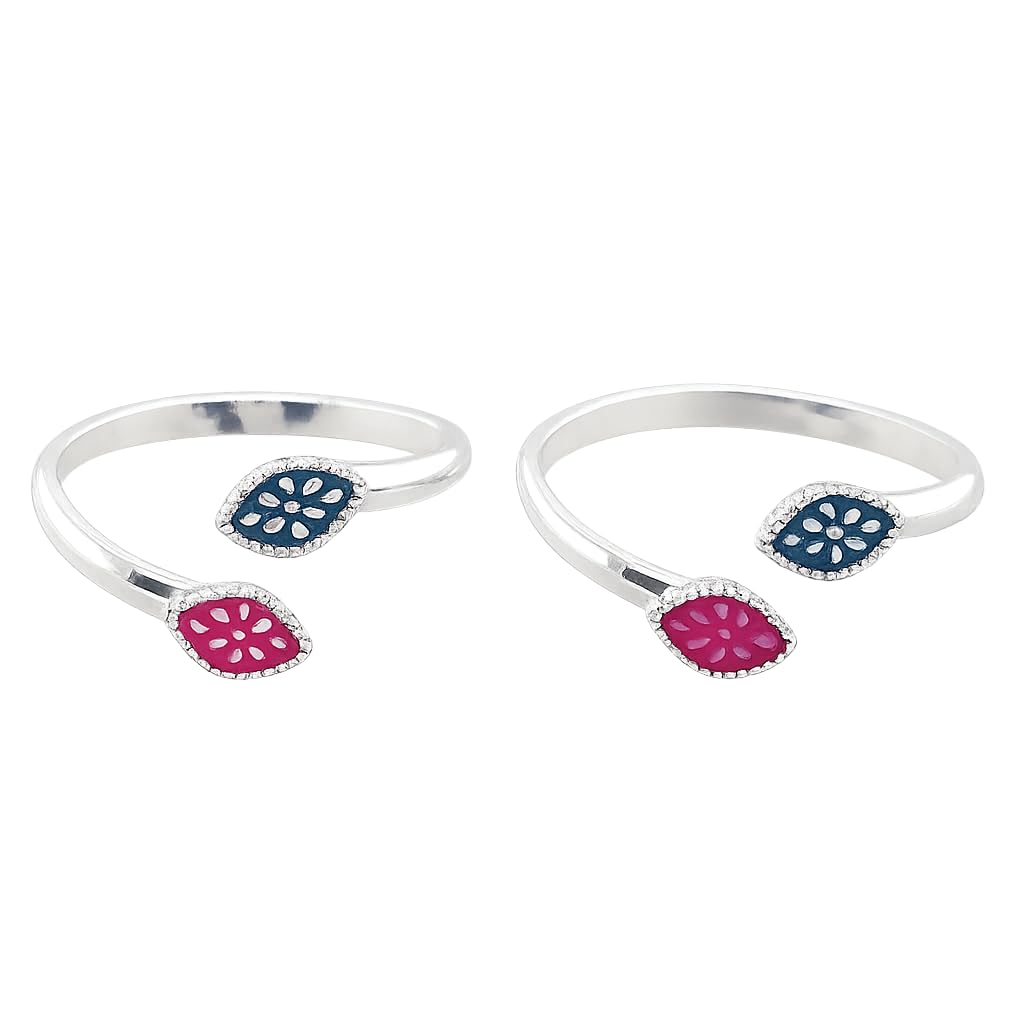 sahiba gems 925 Silver Multi Color Design Front Open Toe Ring Bichhiya For Women ~ 1 Pair Light Weight (2.600 Grams)-picture-17