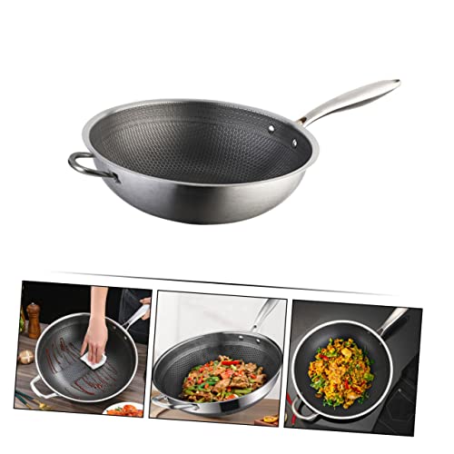 Wok de acero inoxidable con diseño panal y dobles asas miniatura 3