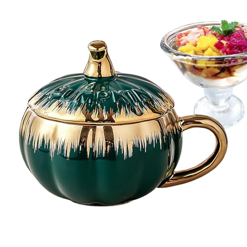 Chaies Taza de Halloween, taza en forma de taza de cerámica, taza de Acción de Gracias, taza de 300 ml, taza de café de cerámica, cuencos de yogur de postre, taza de helado para familiares o amigos