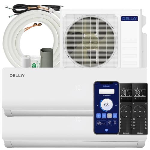 DELLA 20K BTU ODU 2 Dual Zone 9000 9000 BTU Wifi Mini Split Air Conditioner Work with Alexa, 20...