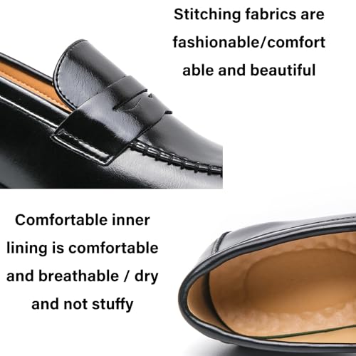 Men's Leather Block Mid-Heel Slip-On Formal Loafers Shoes Retro Handmade Pointed Chunky Heel Non-Slip Slip On Low Top Business Chelsea Oxford Shoes for Work Party Wedding Office4