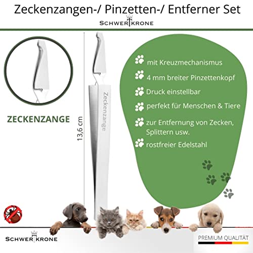 Zeckenset Schwertkrone mit rostfreier Edelstahl-Zeckenzange