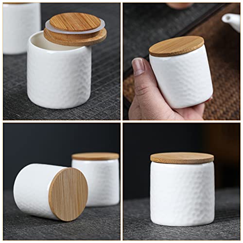 DOITOOL Pote de armazenamento de cerâmica com vedação e tampa de bambu, pote de cerâmica para chá de