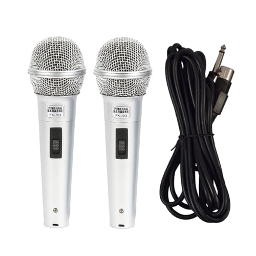 Image of PERSANG PK703 Dual Wired Microphone for Karaoke, PA System, Dynamic Microphone, Mic for Karaoke, Speech, Stage, Wedding | 2.5 Meter, On /Off Switch | Random Color Dispatch (Color May Vary)
