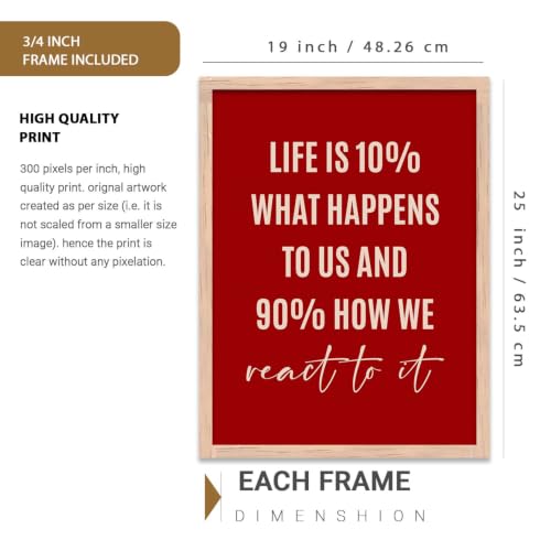 Image of kotart Engineered Wood - Quotes Frames for Wall Decor - Motivational Rectangular Photo Frame for Wall Decoration - Quotes Wall Poster with Frame for Room and Office - Set of 6, Beige (Art 8, 19x25)