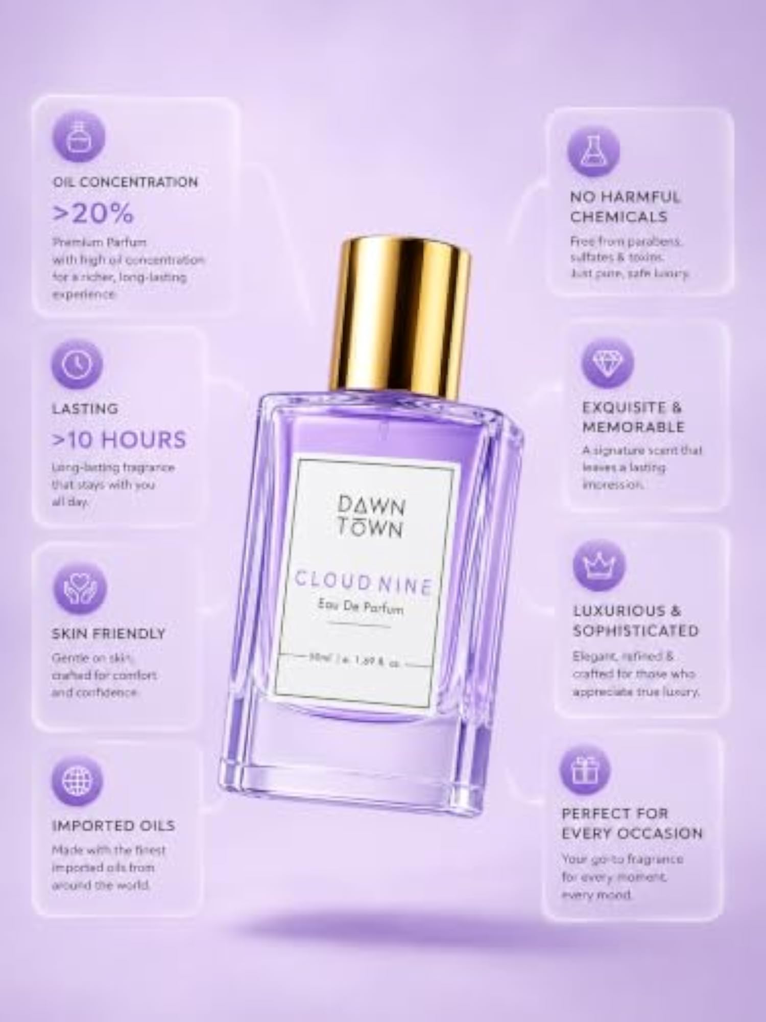 Cloud Nine Premium Perfume, Long Lasting, 50ml