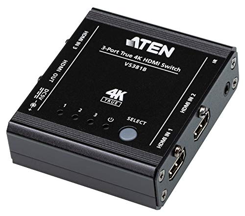 ATEN Profesjonalny przełącznik audio/wideo VS381B 4K do 3 źródeł HDMI, 1 wyjście HDMI