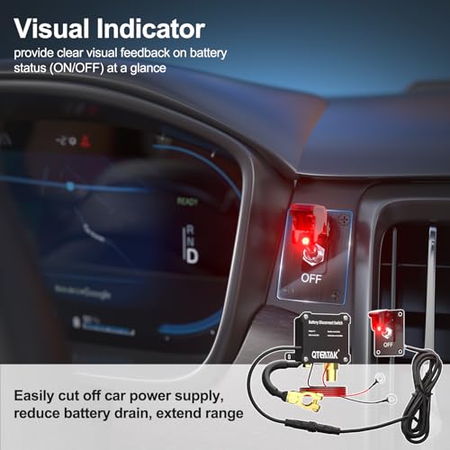 Image of 12V 250A Battery Disconnect Switch Kill Switch | 15A 250VAC ON /Off Illuminated Toggle Panel Switch for Truck RV, 9.84FT Cable,Prevent Battery Drain,in-Car Manual Cut-Off
