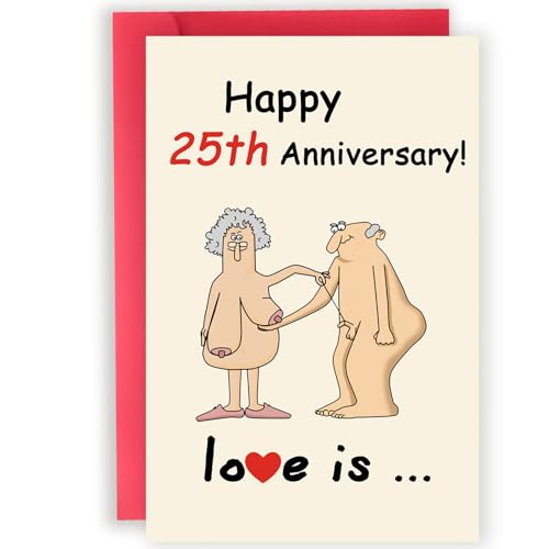 Abeletree Happy 25th Anniversary Card Gifts for Him Her, Funny 25 Years Anniversary Decorations Gifts for Couple Husband Wife