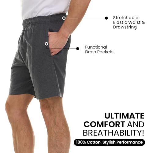 Essential Elements 3 Pack: Mens Cotton Shorts - 100% Cotton Lounge Athletic Casual Sleep Casual Pajama PJ Shorts2