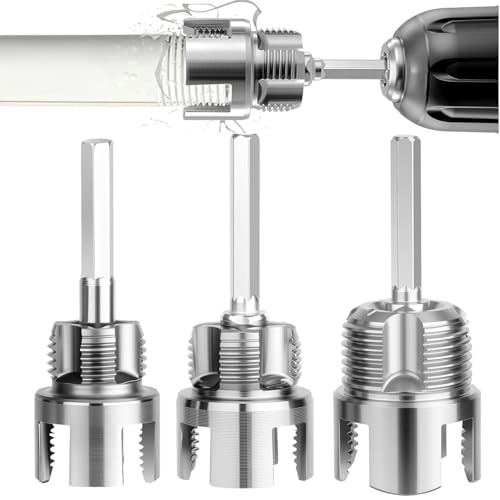GRENTOOL 3PCS PVC Pipe Threader 1/2 3/4 1 Pipe Thread Cutting Tool High-Carbon Steel Plumbing Threading Tool Compatible with 1/4-Inch Electric Drills