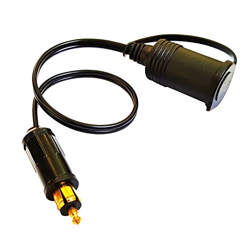 MOTOPOWER MP69003 Cigarette Lighter Male DIN Plug to Female Socket Adapter Cable with Waterproof Cap for Cars, Motorcycles, ATV