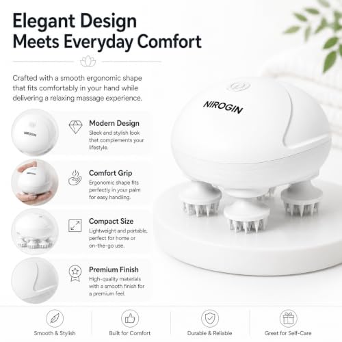 Image of Electric Scalp Massager for Hair Growth | Head Massager Vibrating Machine | Scalp Massager Brush for Deep Head Massage & Stress Relief | Hair Massager for Scalp Massage | Rechargeable (White)