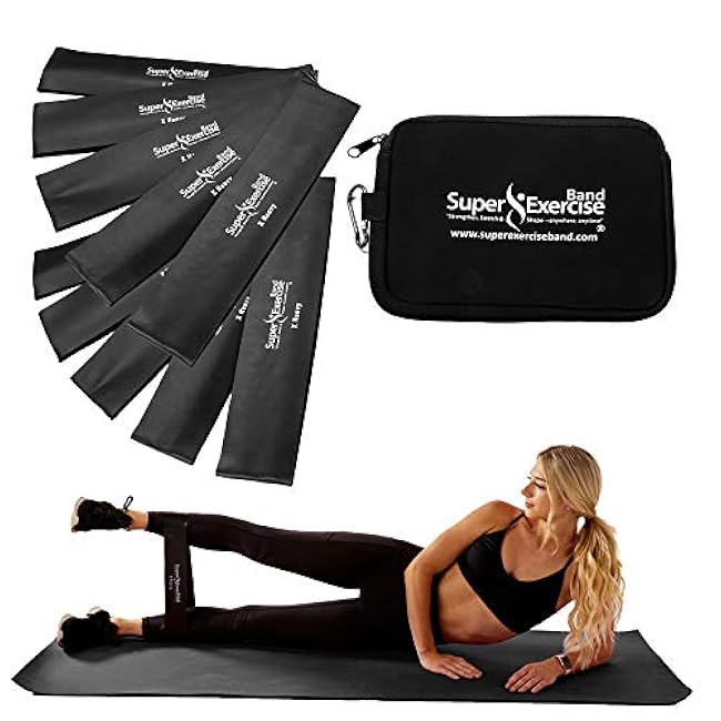 USA 14 x 3 Extra Long Latex Free Mini Loop Bands in 3, 5, 10 Pack Sets. 10 Strengths for Resistance Training, Stretching, Yoga, Toning. Plus an Exclusive iPhone App and E-Book.